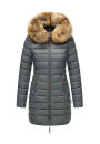 Marikoo Rose Damen Winter Jacke gesteppt lang B647 Stormy Blue-Größe M - Gr. 38