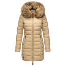 Marikoo Rose Damen Winter Jacke gesteppt lang B647 Beige-Größe XS - Gr. 34
