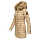 Marikoo Rose Damen Winter Jacke gesteppt lang B647 Beige-Größe XS - Gr. 34