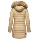 Marikoo Rose Damen Winter Jacke gesteppt lang B647 Beige-Größe XS - Gr. 34