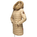 Marikoo Rose Damen Winter Jacke gesteppt lang B647 Beige-Größe L - Gr. 40