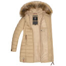 Marikoo Rose Damen Winter Jacke gesteppt lang B647 Beige-Größe XL - Gr. 42