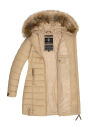 Marikoo Rose Damen Winter Jacke gesteppt lang B647 Beige-Größe XL - Gr. 42
