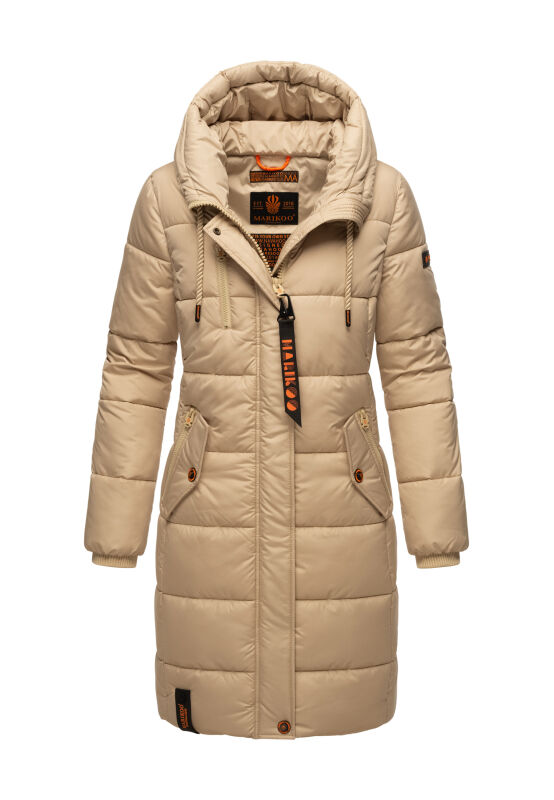 Marikoo Yuikoo lange Damen Winterjacke B941 Beige-Größe L - Gr. 40