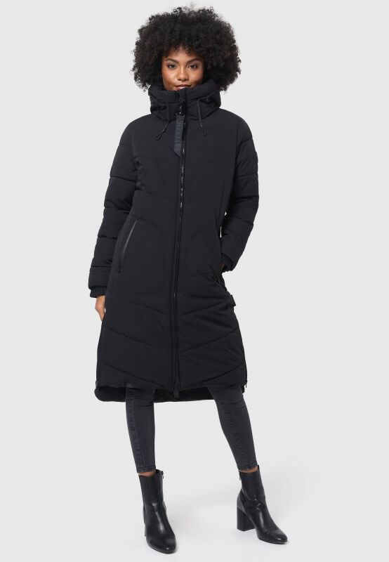 Marikoo Benikoo Damen lange Winterjacke B949 Schwarz-Größe M - Gr. 38