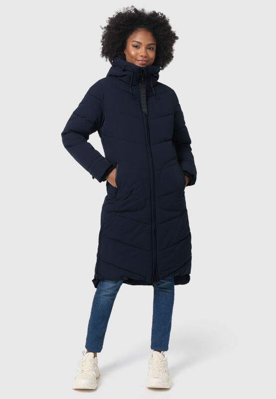 Marikoo Benikoo Damen lange Winterjacke B949 Navy Größe S - Gr. 36