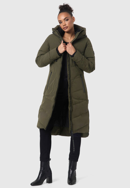 Marikoo Benikoo Damen lange Winterjacke B949 Dark Olive-Größe XL - Gr. 42