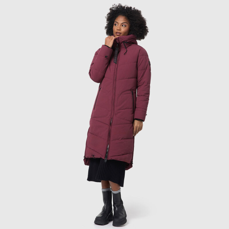 Marikoo Benikoo Damen lange Winterjacke B949 Wine-Größe M - Gr. 38