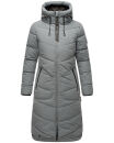 Marikoo Benikoo Damen lange Winterjacke B949 Stormy Blue-Größe L - Gr. 40