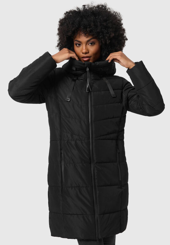 Marikoo Natsukoo Damen Winter Steppjacke lang B978 Schwarz Größe M - Gr. 38