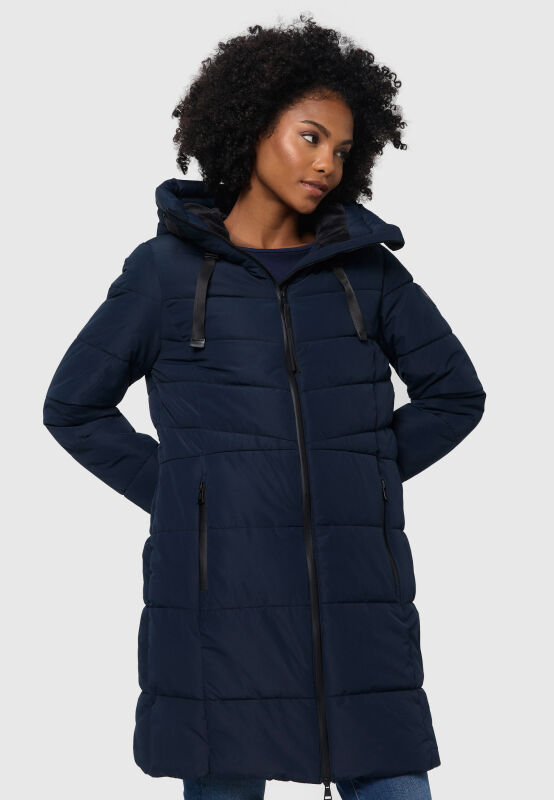 Marikoo Natsukoo Damen Winter Steppjacke lang B978 Navy Größe XL - Gr. 42