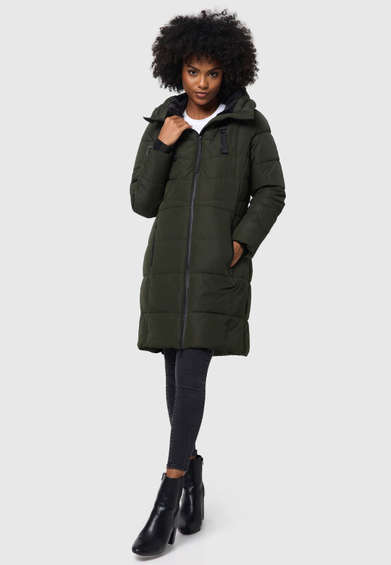 Marikoo Natsukoo Damen Winter Steppjacke lang B978 Dark Olive Größe XL - Gr. 42