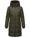 Marikoo Natsukoo Damen Winter Steppjacke lang B978 Dark Olive Größe XL - Gr. 42