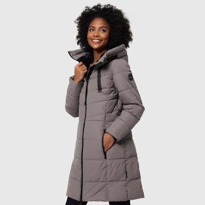 Marikoo Natsukoo Damen Winter Steppjacke lang B978 Grau Größe M - Gr. 38