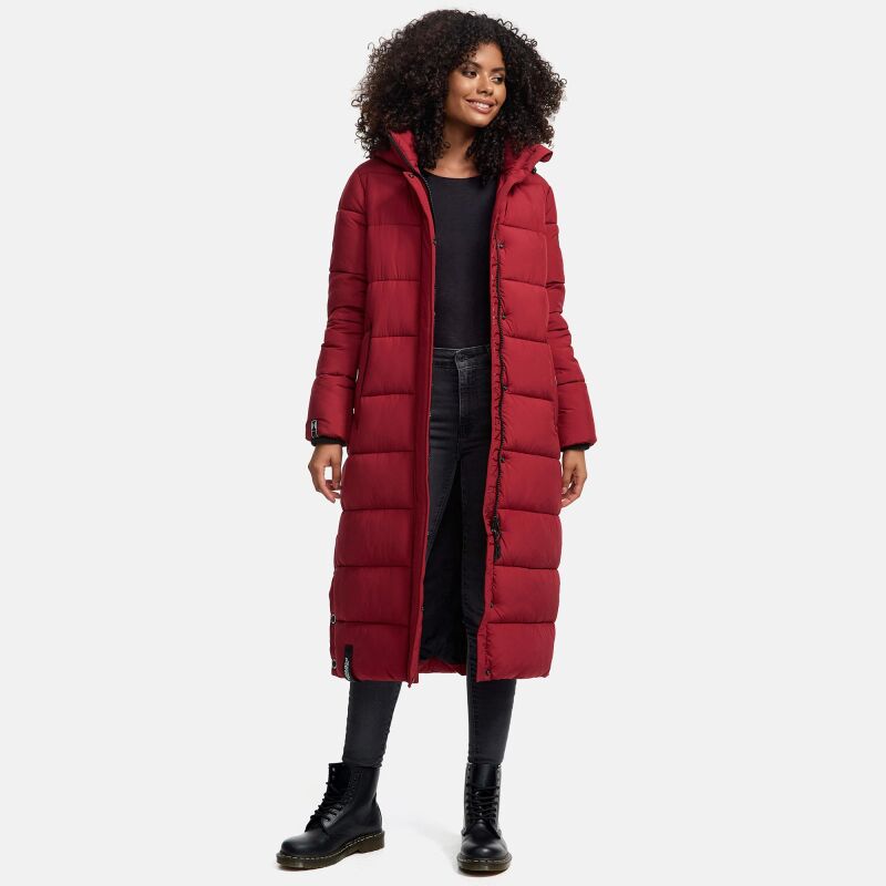 Navahoo Isalie Damen lange Winter Steppjacke Wintermantel B872 Dark Red Größe L - Gr. 40