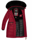 Navahoo Paula Damen Winter Jacke Mantel Parka warm gefütterte Winterjacke B383 Dark Red - Schwarzes Fell Größe M - Gr. 38