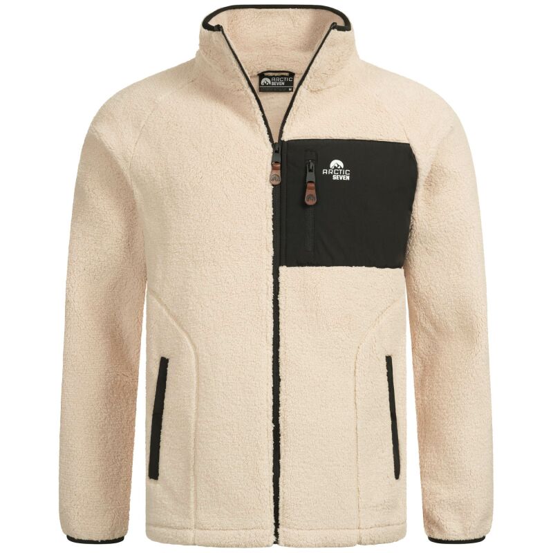 Arctic Seven Herren Sherpa Fleecejacke AS415 Beige Größe L - Gr. L