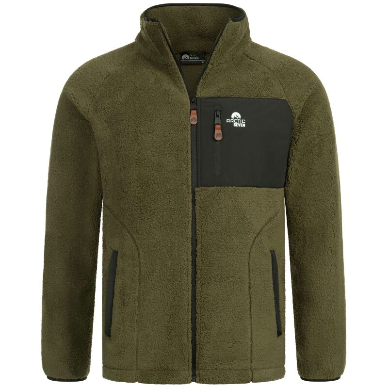 Arctic Seven Herren Sherpa Fleecejacke AS415 Olive Größe L - Gr. L