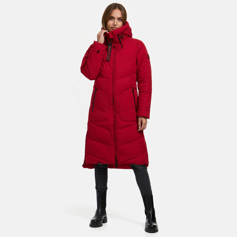 Marikoo Benikoo Damen lange Winterjacke B949 Deep Red-Größe M - Gr. 38