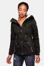 Marikoo Bikoo Damen Teddyfell gefüttert Winterjacke B802 Schwarz Größe XXXL - Gr. 46