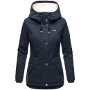 Marikoo Bikoo Damen Teddyfell gefüttert Winterjacke B802 Navy Größe XXXL - Gr. 46