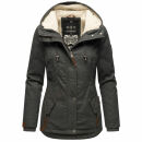 Marikoo Bikoo Damen Teddyfell gefüttert Winterjacke B802 Anthrazit Größe XXXL - Gr. 46
