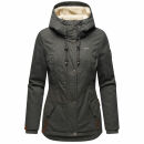 Marikoo Bikoo Damen Teddyfell gefüttert Winterjacke B802 Anthrazit Größe XXXL - Gr. 46