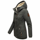 Marikoo Bikoo Damen Teddyfell gefüttert Winterjacke B802 Anthrazit Größe XXXL - Gr. 46