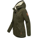 Marikoo Bikoo Damen Teddyfell gefüttert Winterjacke B802 Olive Größe M - Gr. 38