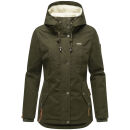 Marikoo Bikoo Damen Teddyfell gefüttert Winterjacke B802 Olive Größe XL - Gr. 42
