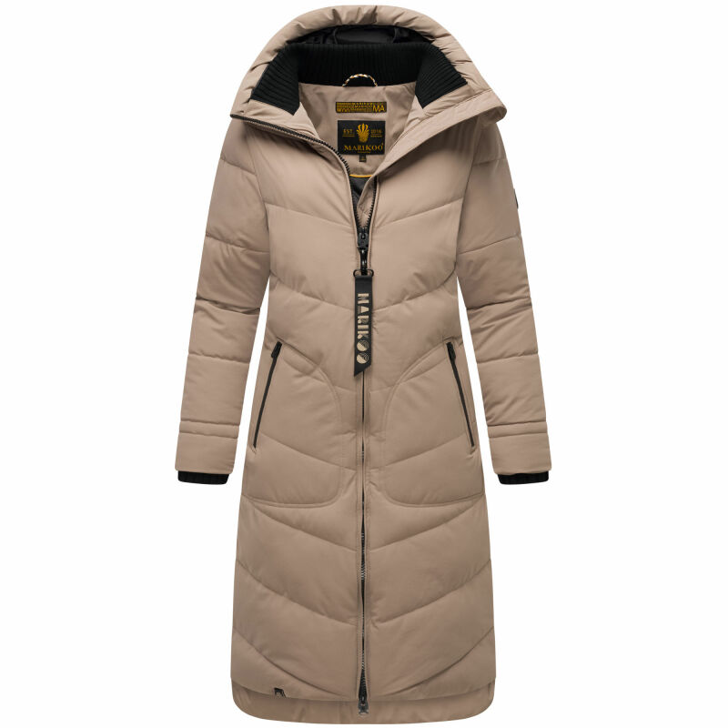 Marikoo Benikoo Damen lange Winterjacke B949 Taupe Grey-Größe 3XL - Gr. 46
