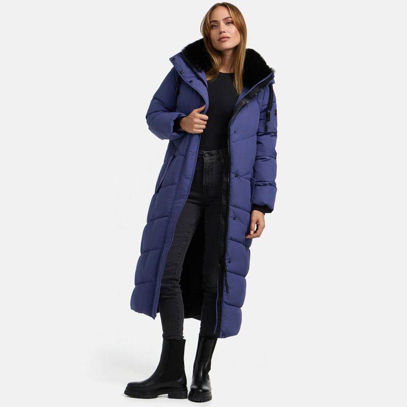 Navahoo Hingucker Damen lange Winterjacke B976 Blue Violet Größe M - Gr. 38