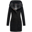 Marikoo Maikoo Damen Mantel mit Kapuze Trenchcoat Jacke B819 Schwarz Größe XXXXL - Gr. 48