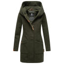 Marikoo Maikoo Damen Mantel mit Kapuze Trenchcoat Jacke B819 Olive Größe XXXL - Gr. 46