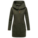 Marikoo Maikoo Damen Mantel mit Kapuze Trenchcoat Jacke B819 Olive Größe XXXL - Gr. 46