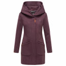 Marikoo Maikoo Damen Mantel mit Kapuze Trenchcoat Jacke B819 Dusty Plum Größe L - Gr. 40