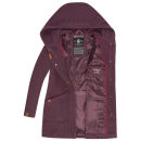Marikoo Maikoo Damen Mantel mit Kapuze Trenchcoat Jacke B819 Dusty Plum Größe L - Gr. 40