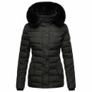Navahoo Milianaa Damen Winter Steppjacke gefüttert Kapuze Kunstfell B846 Schwarz Größe XXXL - Gr. 46