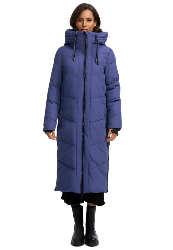Marikoo Nadaree lange Damen Winter Steppjacke B979 Blue Violet Größe L - Gr. 40