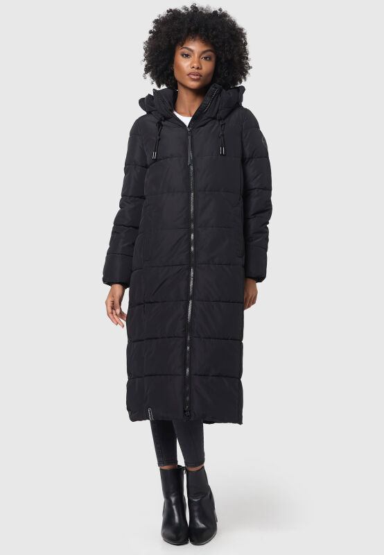 Marikoo Nadeshikoo Damen lange Winter Steppjacke B985 Schwarz Größe XXXL - Gr. 46