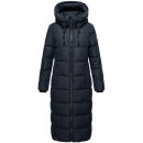 Marikoo Nadeshikoo Damen lange Winter Steppjacke B985 Navy Größe XXXL - Gr. 46