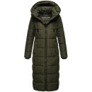 Marikoo Nadeshikoo Damen lange Winter Steppjacke B985 Dark Olive Größe XXXXL - Gr. 48
