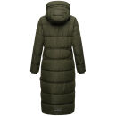 Marikoo Nadeshikoo Damen lange Winter Steppjacke B985 Dark Olive Größe XXXXXL - Gr. 50