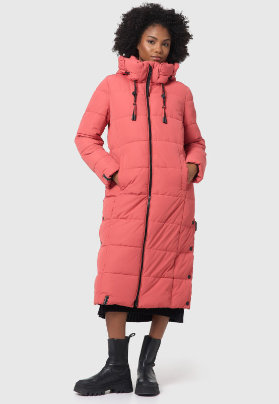 Marikoo Nadeshikoo Damen lange Winter Steppjacke B985 Rouge Größe XXXXL - Gr. 48