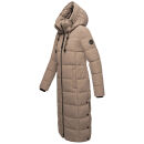 Marikoo Nadeshikoo Damen lange Winter Steppjacke B985 Taupe Grey Größe XXXL - Gr. 46