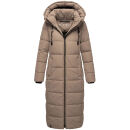 Marikoo Nadeshikoo Damen lange Winter Steppjacke B985 Taupe Grey Größe XXXXL - Gr. 48