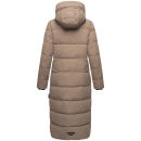 Marikoo Nadeshikoo Damen lange Winter Steppjacke B985 Taupe Grey Größe XXXXL - Gr. 48