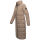 Marikoo Nadeshikoo Damen lange Winter Steppjacke B985 Taupe Grey Größe XXXXL - Gr. 48