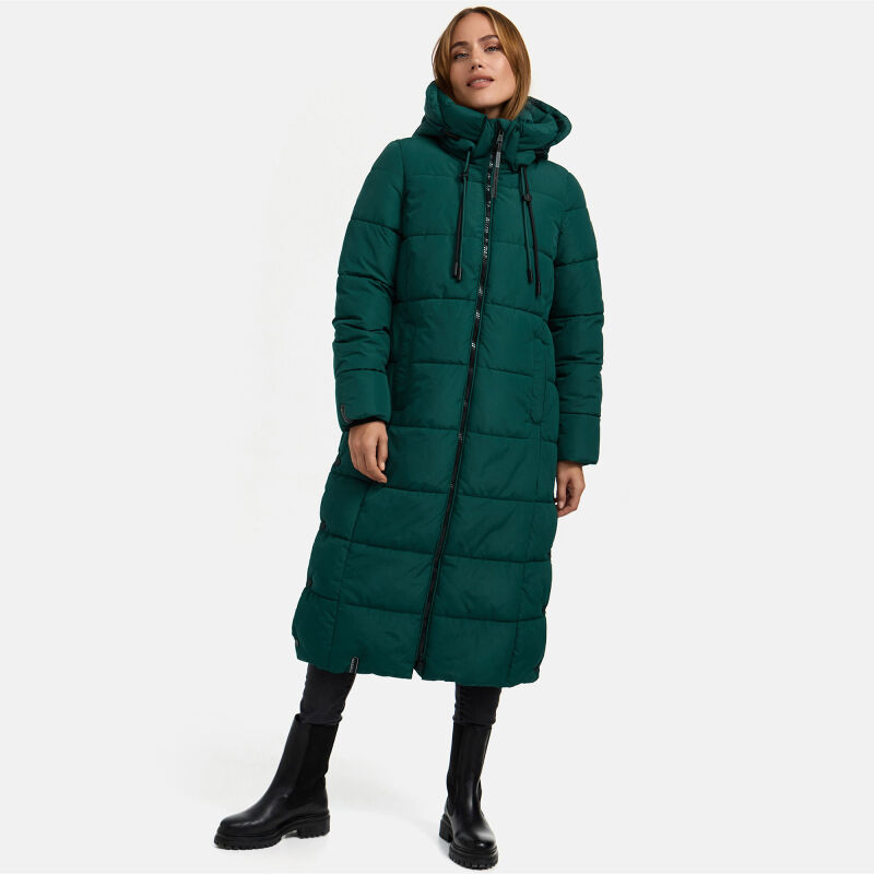 Marikoo Nadeshikoo Damen lange Winter Steppjacke B985 Evergreen Größe L - Gr. 40