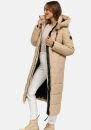 Marikoo Nadeshikoo Damen lange Winter Steppjacke B985 Beige Größe L - Gr. 40